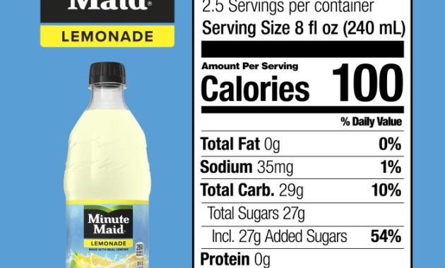 Minute Maid Light Lemonade Nutrition Facts